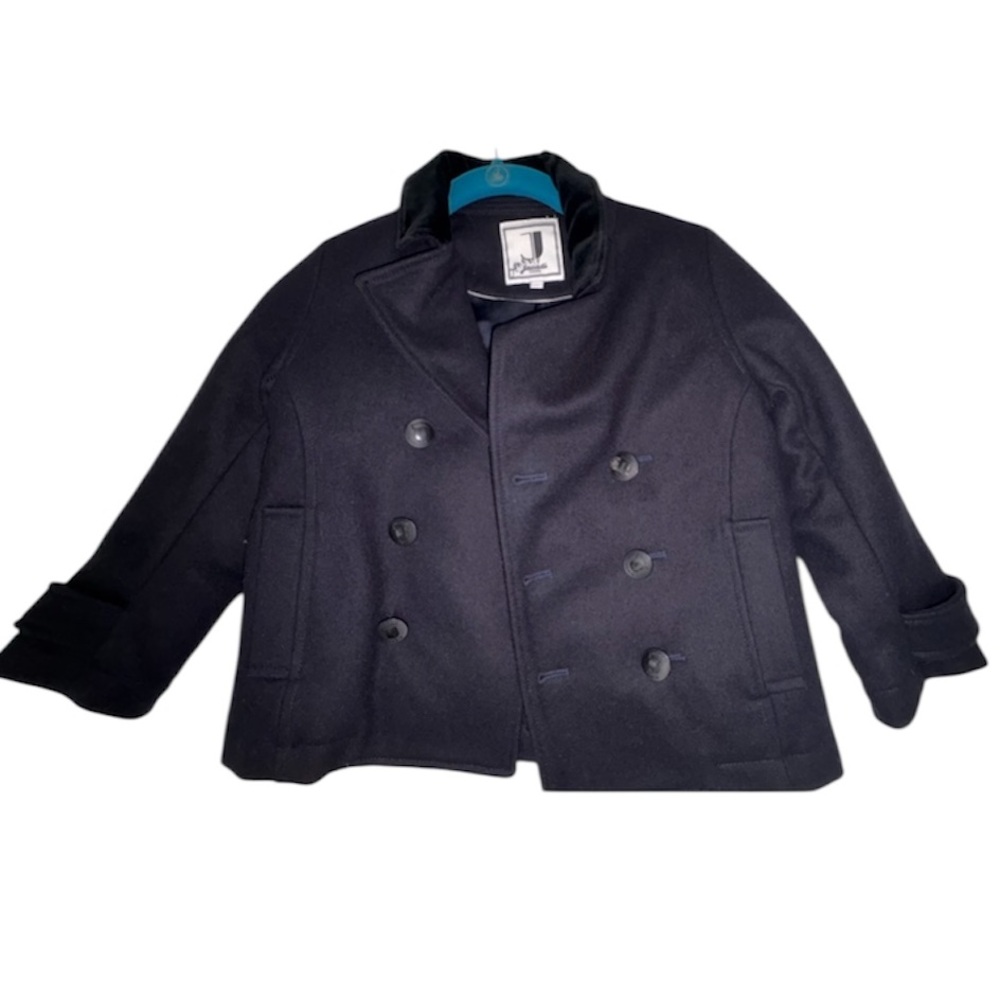 Jacadi Paris Navy Blue Wool Pea Coat w/ Velvet Collar – Size 4Y